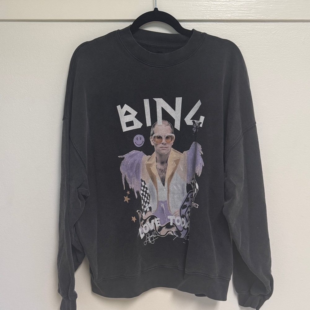 Anine Bing x Elton John faded black sweatshirt unisex